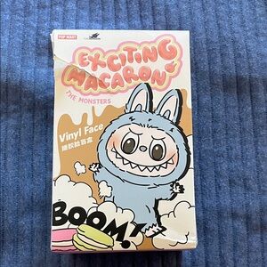 Labubu Exciting Macaroon Vinyl Figure. Unopened pouch, damaged box. Authentic